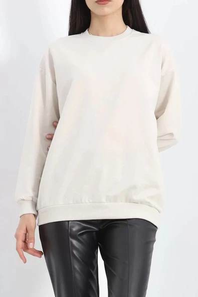 Bisiklet Yaka Sweat Taş - 3042.275. - Resim 5