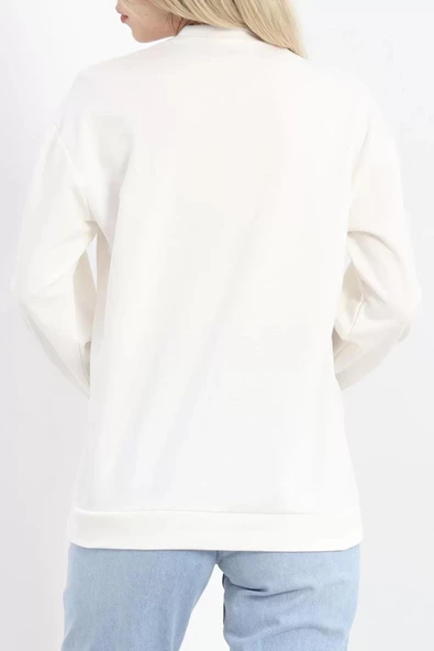 Bisiklet Yaka Sweat Ekru - 3042.275. - Resim 8