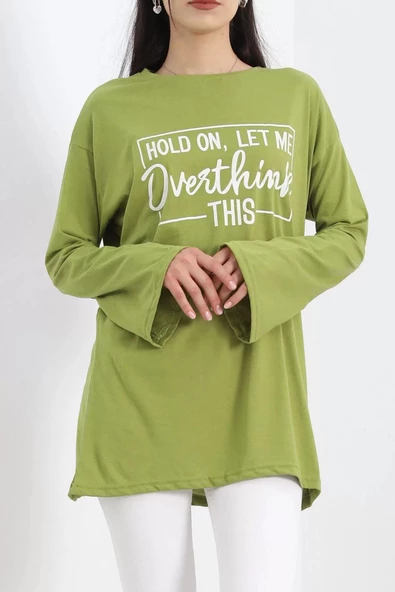 Baskılı Oversize Suprem Tunik Açıkyeşil - 20217.1567. ürün görseli 1