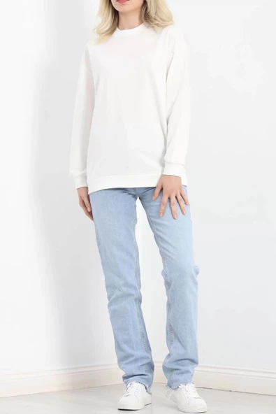 Bisiklet Yaka Sweat Ekru - 3042.275. - Resim 6
