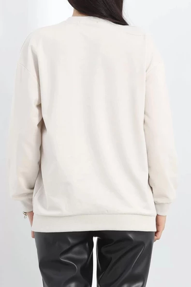 Bisiklet Yaka Sweat Taş - 3042.275. - Resim 7