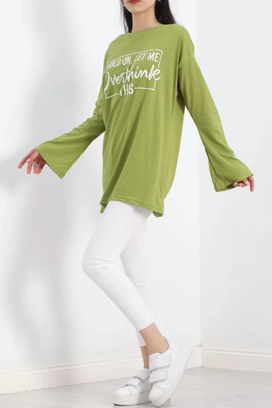 Baskılı Oversize Suprem Tunik Açıkyeşil - 20217.1567. - Resim 2