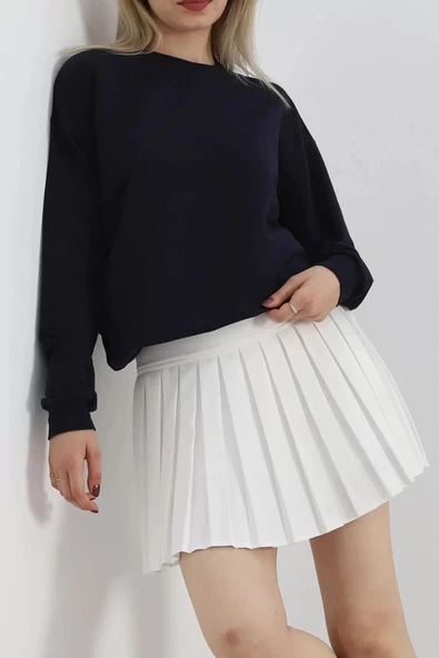 Bisiklet Yaka Sweat Lacivert - 3042.275. ürün görseli 1