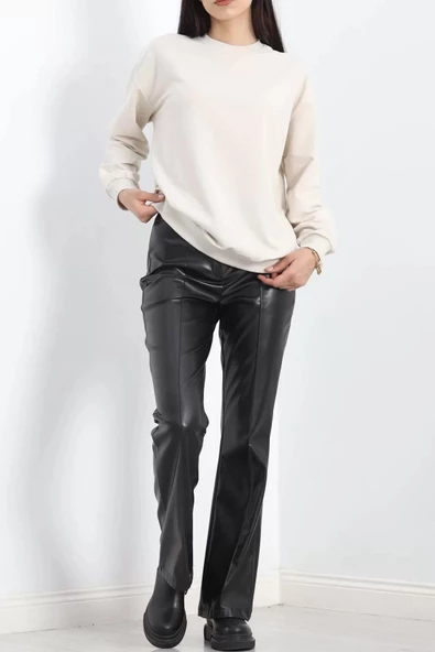 Bisiklet Yaka Sweat Taş - 3042.275. - Resim 2