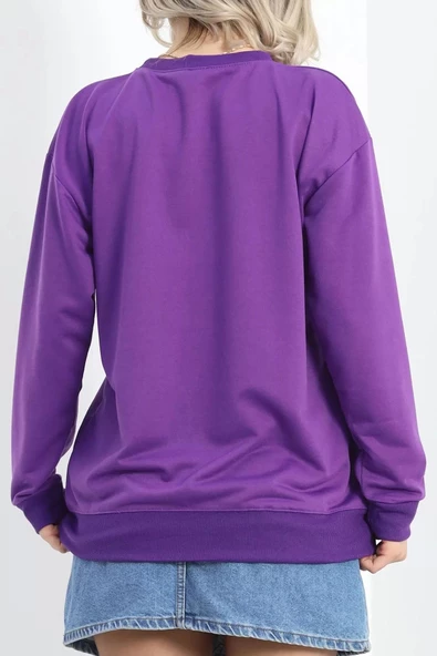 2 İp Bisiklet Yaka Sweat Mor - 20790.1878. - Resim 7