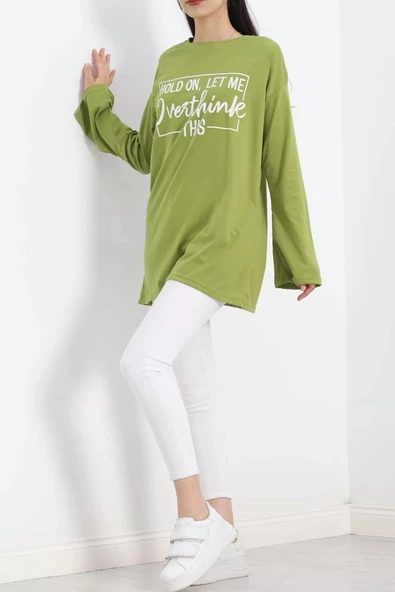 Baskılı Oversize Suprem Tunik Açıkyeşil - 20217.1567. - Resim 5
