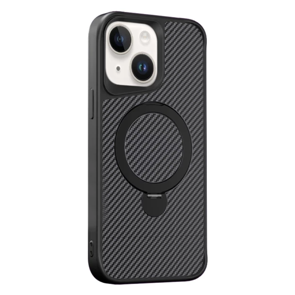 Gpack Apple iPhone 15 Kılıf Karbon Fiber Magsafeli Standlı Alp Kapak ürün görseli 1