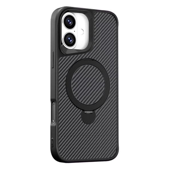 Gpack Apple iPhone 16 Kılıf Karbon Fiber Magsafeli Standlı Alp Kapak ürün görseli 1