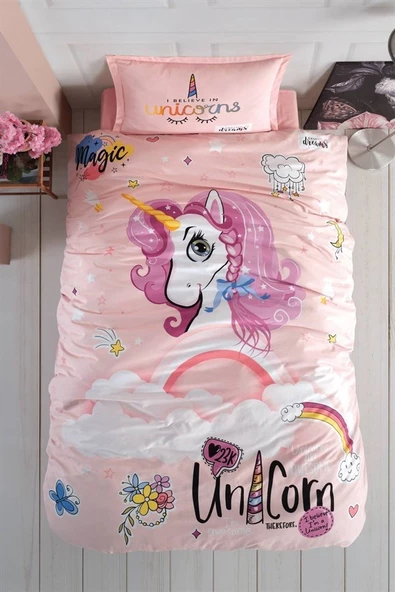 Clasy %100 Pamuk Tek Kişilik Nevresim Takımı Pink Dreams V1 Pudra ürün görseli 1