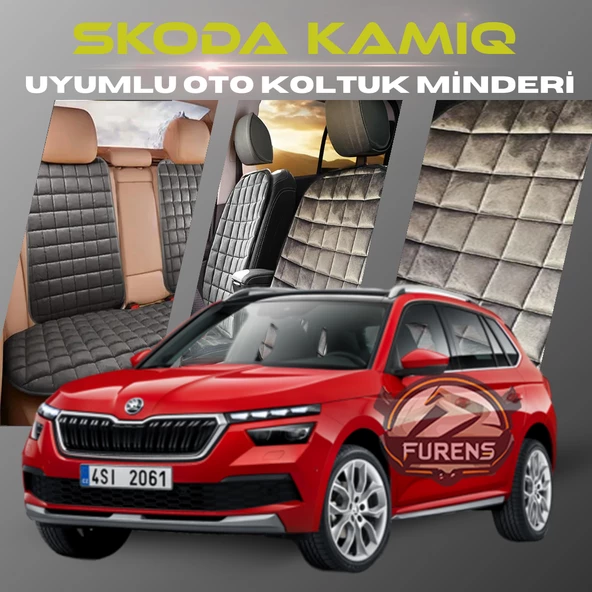 Skoda Kamiq Antrasit Renk Tay Tüyü Cepli & Terletmez Sırtlı Oto Koltuk Minder Seti - Koltuk Koruma Kılıfı (ÖN & ARKA TAM SET) ürün görseli 1
