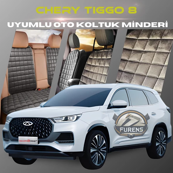 Chery Tiggo 8 & Pro Antrasit Renk Tay Tüyü Cepli & Terletmez Sırtlı Oto Koltuk Minder Seti - Koltuk Koruma Kılıfı (ÖN & ARKA TAM SET) ürün görseli 1