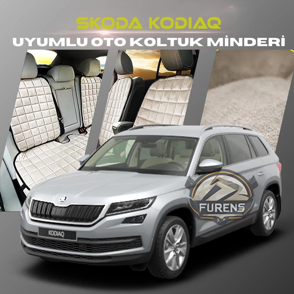 Skoda Kodiaq Bej Renk Tay Tüyü Cepli & Terletmez Sırtlı Oto Koltuk Minder Seti - Koltuk Koruma Kılıfı (ÖN & ARKA TAM SET) ürün görseli 1