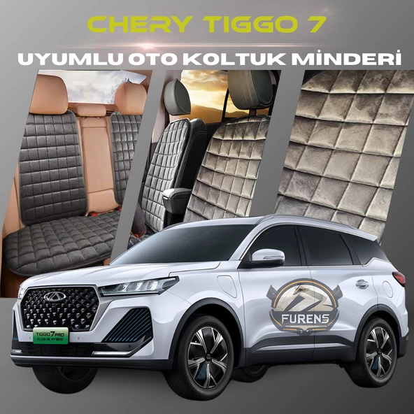 Chery Tiggo 7 & Pro Antrasit Renk Tay Tüyü Cepli & Terletmez Sırtlı Oto Koltuk Minder Seti - Koltuk Koruma Kılıfı (ÖN & ARKA TAM SET) ürün görseli 1
