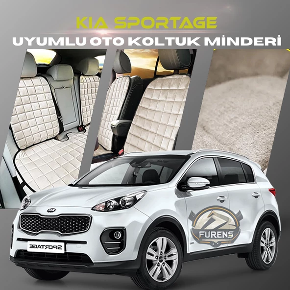 Kia SPORTAGE Bej Renk Tay Tüyü Cepli & Terletmez Sırtlı Oto Koltuk Minder Seti - Koltuk Koruma Kılıfı (ÖN & ARKA TAM SET) ürün görseli 1