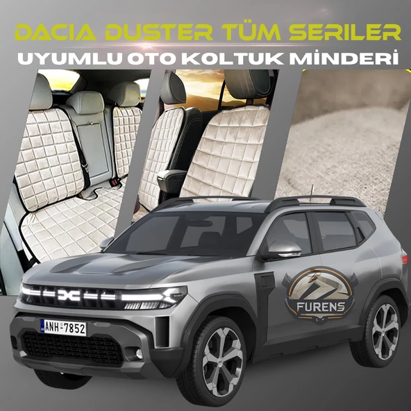 Dacia Duster  Bej Renk Tay Tüyü Cepli & Terletmez Sırtlı Oto Koltuk Minder Seti - Koltuk Koruma Kılıfı (ÖN & ARKA TAM SET) ürün görseli 1