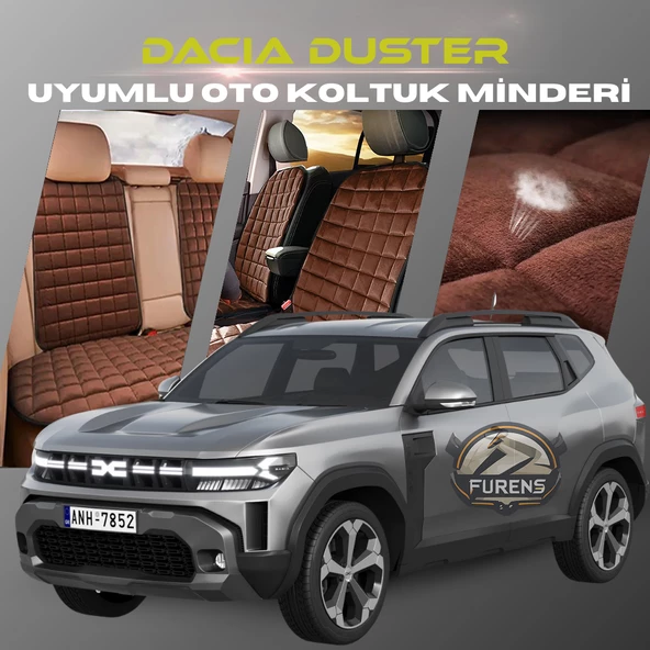 Dacia Duster Kahverengi Renk Tay Tüyü Cepli & Terletmez Sırtlı Oto Koltuk Minder Seti - Koltuk Koruma Kılıfı (ÖN & ARKA TAM SET) ürün görseli 1