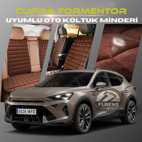 Cupra Formentor Kahverengi Renk Tay Tüyü Cepli & Terletmez Sırtlı Oto Koltuk Minder Seti - Koltuk Koruma Kılıfı (ÖN & ARKA TAM SET) ürün görseli 1