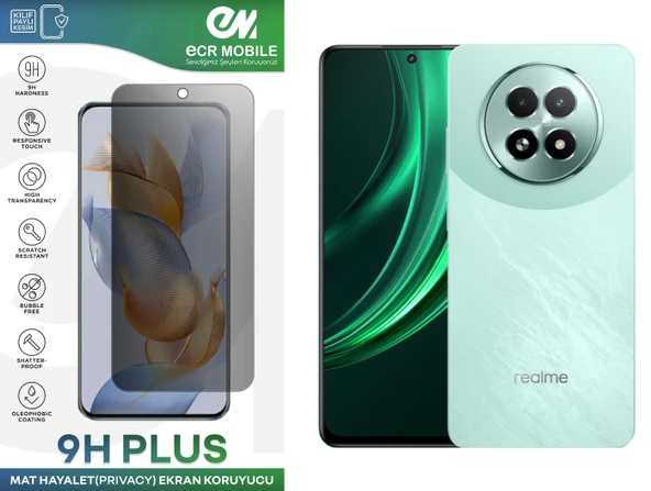 Realme 13 5G Ekran Koruyucu Tam Uyumlu 9H Esnek Nano Kırılmayan MAT HAYALET(Privacy) ürün görseli 1