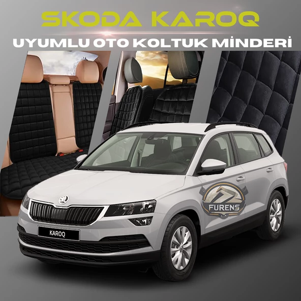 Skoda Karoq Siyah Renk Tay Tüyü Cepli & Terletmez Sırtlı Oto Koltuk Minder Seti - Koltuk Koruma Kılıfı (ÖN & ARKA TAM SET) ürün görseli 1