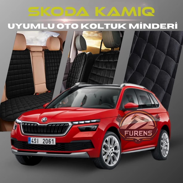 Skoda Kamiq Siyah Renk Tay Tüyü Cepli & Terletmez Sırtlı Oto Koltuk Minder Seti - Koltuk Koruma Kılıfı (ÖN & ARKA TAM SET) ürün görseli 1