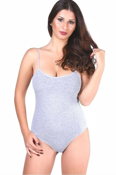 3 adet Tutku Kadın İp Askılı Gri Çıtçıtlı Body 0148 ürün görseli 1