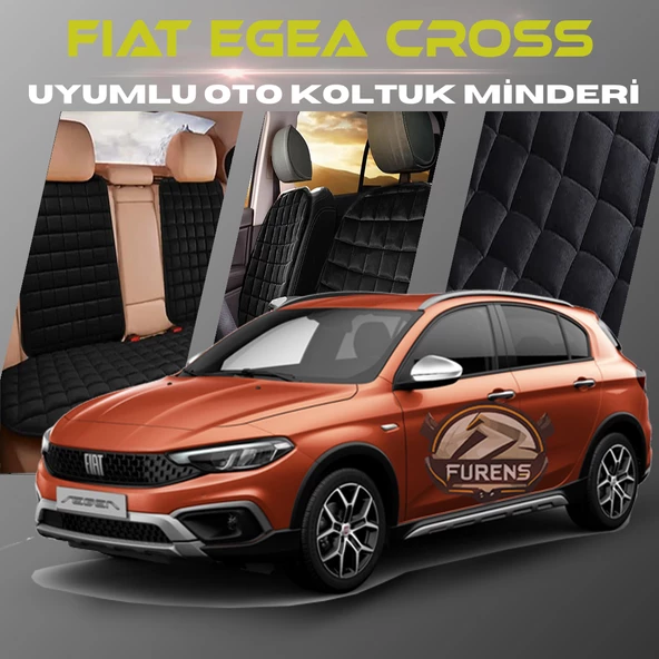 Fiat Egea Cross Siyah Renk Tay Tüyü Cepli & Terletmez Sırtlı Oto Koltuk Minder Seti - Koltuk Koruma Kılıfı (ÖN & ARKA TAM SET) ürün görseli 1
