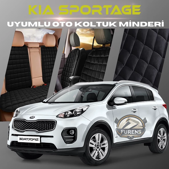 Kia Sportage Siyah Renk Tay Tüyü Cepli & Terletmez Sırtlı Oto Koltuk Minder Seti - Koltuk Koruma Kılıfı (ÖN & ARKA TAM SET) ürün görseli 1