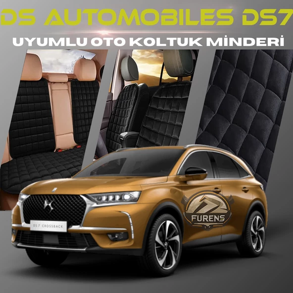 Ds Automobiles DS7 Siyah Renk Tay Tüyü Cepli & Terletmez Sırtlı Oto Koltuk Minder Seti - Koltuk Koruma Kılıfı (ÖN & ARKA TAM SET) ürün görseli 1