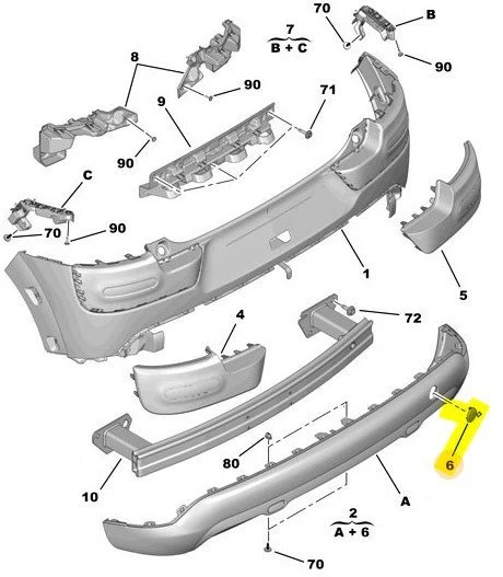 Citroen C4 Arka Tampon Çeki Kapak (2014-2017) 1.2 VTI, 1.6 HDI 9801688280 ürün görseli 1