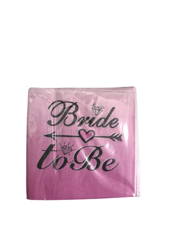BRİDE TO BE SİYAH PEMBE PEÇETE 16 LI ürün görseli 1