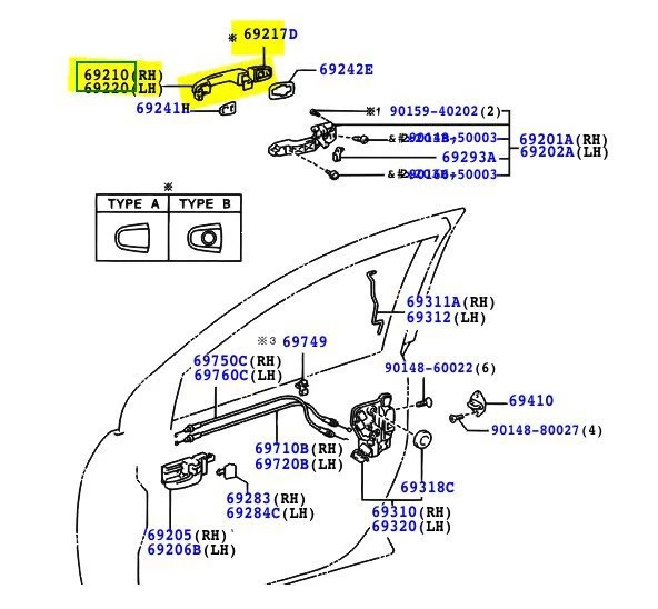 Toyota Verso Kapi Kolu Ön Diş (2004-2009) 1.6 6921105903 ürün görseli 1