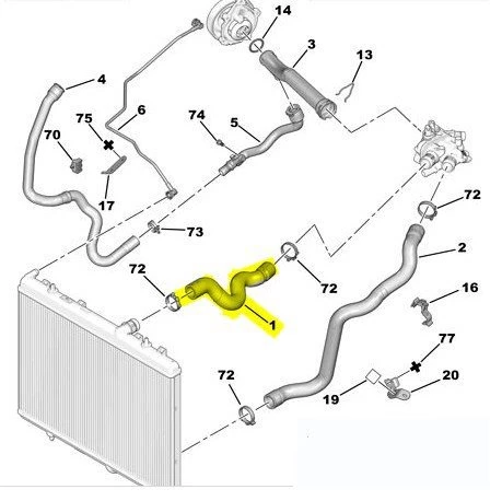 Citroen C4 Motor Radyatörü Üst Hortum (2009-2014) 1.6 VTI 1351VW ürün görseli 1