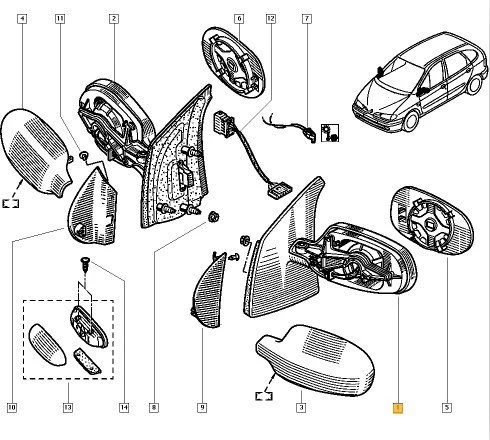 Renault Megane Scenic Kapi Aynasi Sol (1999-2003) 1.6, 1.9, 2.0 7700431542 ürün görseli 1