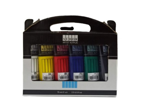 SUDOR AKRILIK BOYA 6x75 ML TUP MA075-X6 ürün görseli 1