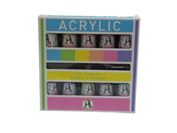 SUDOR AKRILIK BOYA 40ML 10 RENK+FIRCA SET ML122C ürün görseli 1