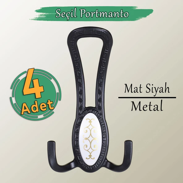 4 ADET Seçil Siyah Metal Portmanto Vestiyer Duvar Dolap Elbise Mobilya Kapı Askısı Askılığı ürün görseli 1