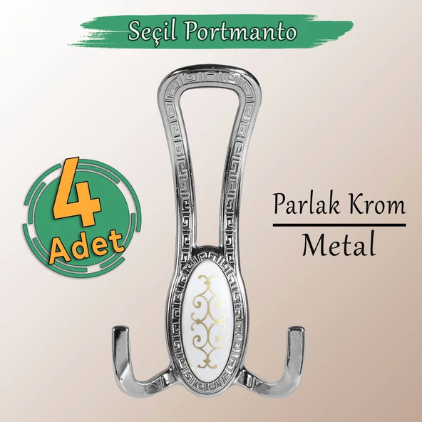 4 ADET Seçil Krom Metal Portmanto Vestiyer Duvar Dolap Elbise Mobilya Kapı Askısı Askılığı ürün görseli 1