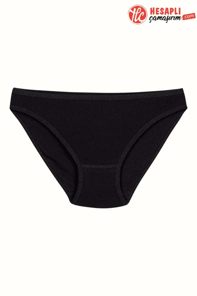 Yıldız Çamaşır 2123 Premium Kadın Siyah %100 Pamuklu Rahat Düşük Bel Bikini Slip Külot 1 Adet ürün görseli 1