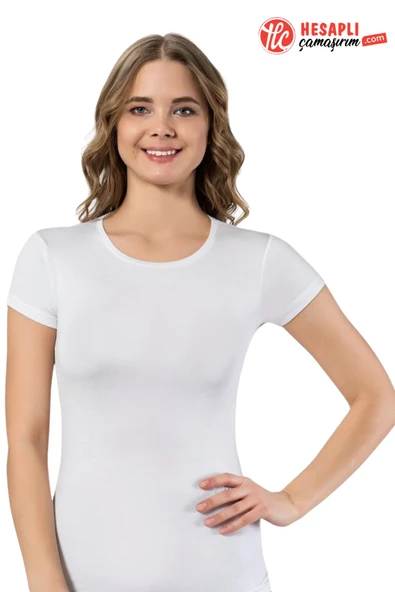 Lüx Drm Kadın Bambu Nefes Alabilen Terletmez Kumaş Kısa Kol Body T-Shirt 1 Adet ürün görseli 1