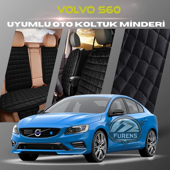 Volvo S60 Siyah Renk Tay Tüyü Cepli & Terletmez Sırtlı Oto Koltuk Minder Seti - Koltuk Koruma Kılıfı (ÖN & ARKA TAM SET) ürün görseli 1