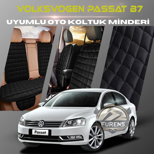 Volksvogen Passat B7 Siyah Renk Tay Tüyü Cepli & Terletmez Sırtlı Oto Koltuk Minder Seti - Koltuk Koruma Kılıfı (ÖN & ARKA TAM SET) ürün görseli 1