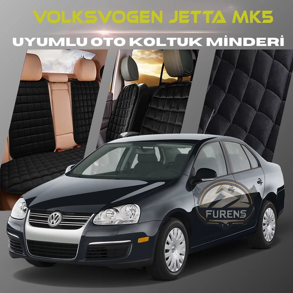 Volksvogen Jetta Mk5 Siyah Renk Tay Tüyü Cepli & Terletmez Sırtlı Oto Koltuk Minder Seti - Koltuk Koruma Kılıfı (ÖN & ARKA TAM SET) ürün görseli 1