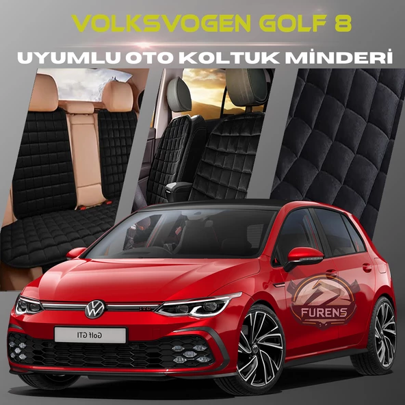 Volksvogen Golf 8 Siyah Renk Tay Tüyü Cepli & Terletmez Sırtlı Oto Koltuk Minder Seti - Koltuk Koruma Kılıfı (ÖN & ARKA TAM SET) ürün görseli 1