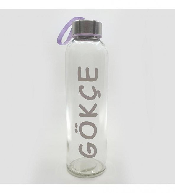 Kişiye Özel İsimli Renkli Kılıflı Cam Su Şişesi 500 ml ürün görseli 1