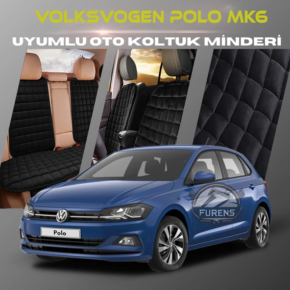 Volksvogen Polo MK6 Siyah Renk Tay Tüyü Cepli & Terletmez Sırtlı Oto Koltuk Minder Seti - Koltuk Koruma Kılıfı (ÖN & ARKA TAM SET) ürün görseli 1