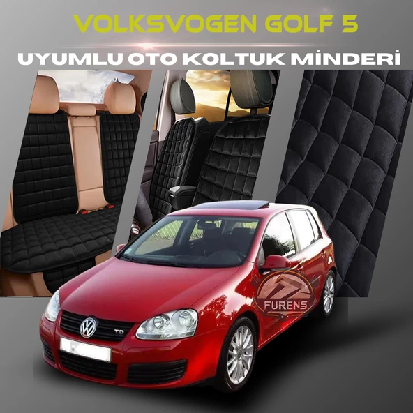 Volksvogen Golf 5 Siyah Renk Tay Tüyü Cepli & Terletmez Sırtlı Oto Koltuk Minder Seti - Koltuk Koruma Kılıfı (ÖN & ARKA TAM SET) ürün görseli 1