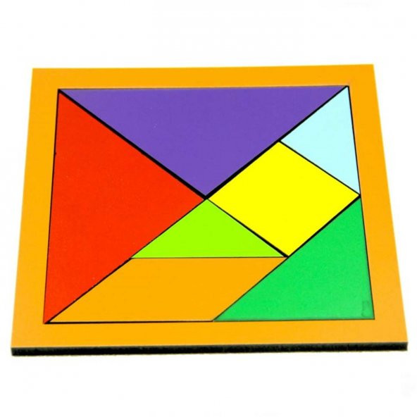 Ahşap renkli tangram 11 x 11 cm ebatında ürün görseli 1