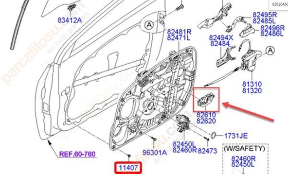 Hyundai İ30 Ön Kapi Kolu İç (2011-2013) 1.6, 1.6 CRDI 82620A6010 ürün görseli 1