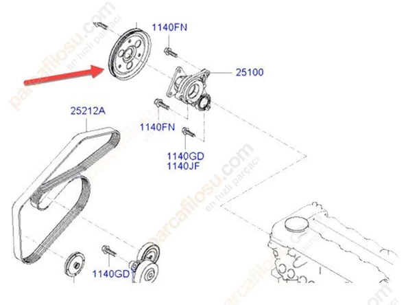 Kia Soul Devirdaim Kasnaği (2011-2018) 1.6 252212A200 - Resim 2