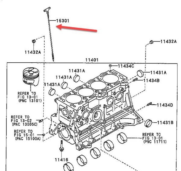 Toyota Avensis Yağ Çubuğu (1997-2010) 1.8, 1.6 153010D010 ürün görseli 1